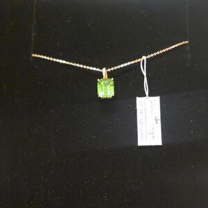 Blu Sage Elegant Gold Necklace with Vibrant Green Gem